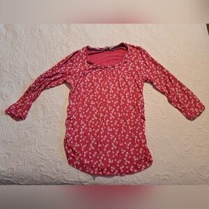 Boden women's size 14 3/4 sleeve pink with white circles shirt VGUC